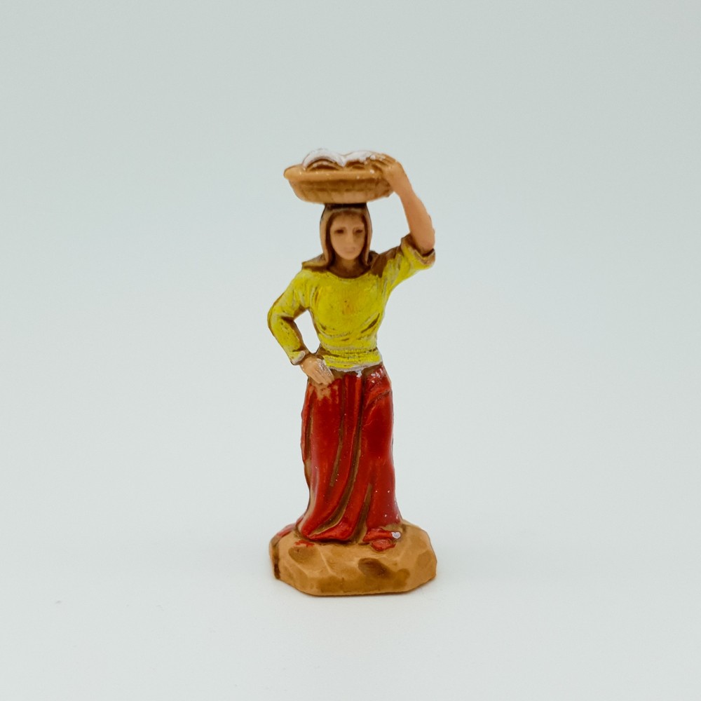 Figur Frau mit Korb auf dem Kopf Miniatur für Diorama