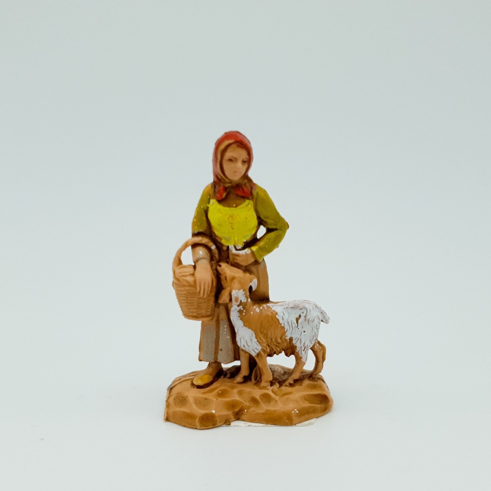 Figura Dona amb ovelles i cistella Miniatura per diorama