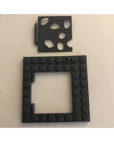 8x8 Plate with 5x5 Black Dark Grey Monster Y
